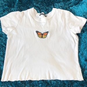 brandy melville cropped butterfly t